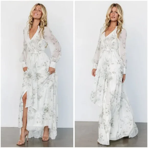 Baltic Born Lizette Maxi Dress in White Green Sage Floral Size S NWOT - Picture 2 of 10